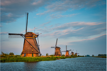 Windmills at Kinderdijk in Holland, an Architecture Photo by f9photos