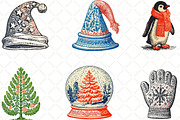 Christmas Doodle Sublimation Clipart, an Illustration by Black Bird Studio (Thumbnail 3 of 6)