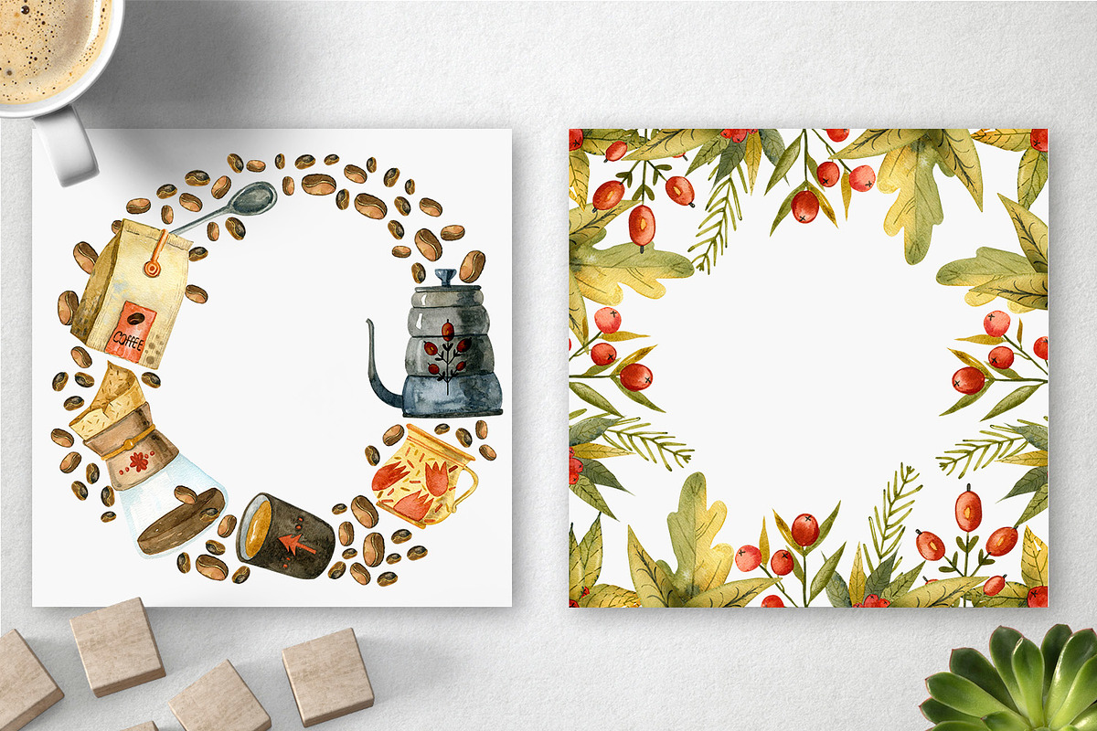 Coffee Illustrations Watercolor, a Texture Illustration by annasokol_ (Photo 6 of 13)