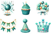 Teal Birthday Sublimation Clipart, an Illustration by DreamArtGraphic (Thumbnail 3 of 6)