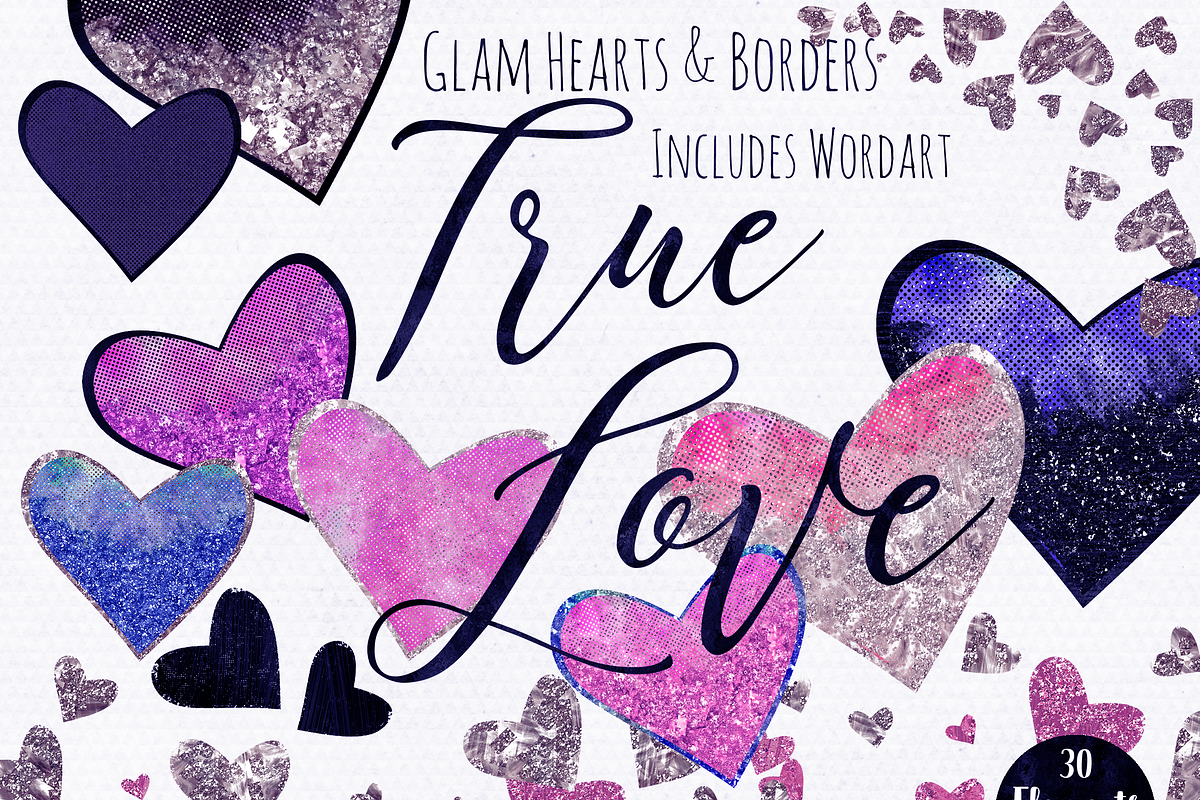 Navy & Pink Love Hearts Clipart, an Illustration by ClipartBrat Graphics (Photo 5 of 5)