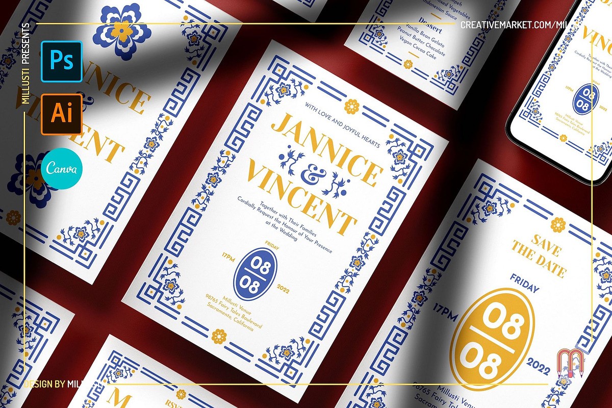 Chinoiserie Wedding Invitation Suite, an Invitation Template by Millusti (Photo 1 of 5)
