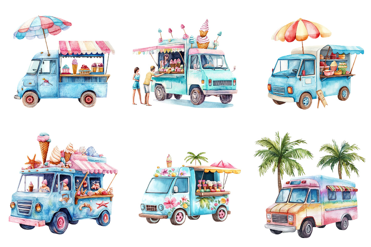 Summer Ice Cream Truck Clipart, an Illustration by Pixels.Craft (Photo 4 of 8)