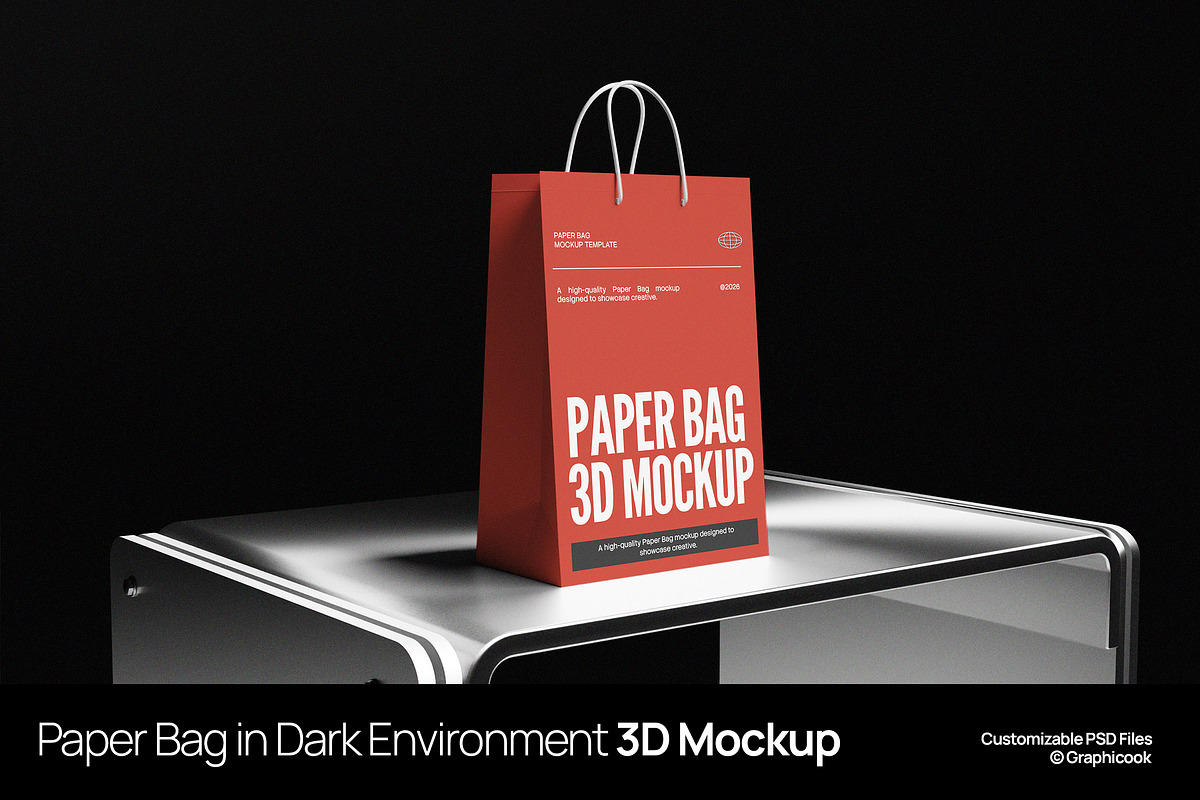 Paper Bag 3D Mockup, a Packaging Mockup by graphicook (Photo 1 of 4)