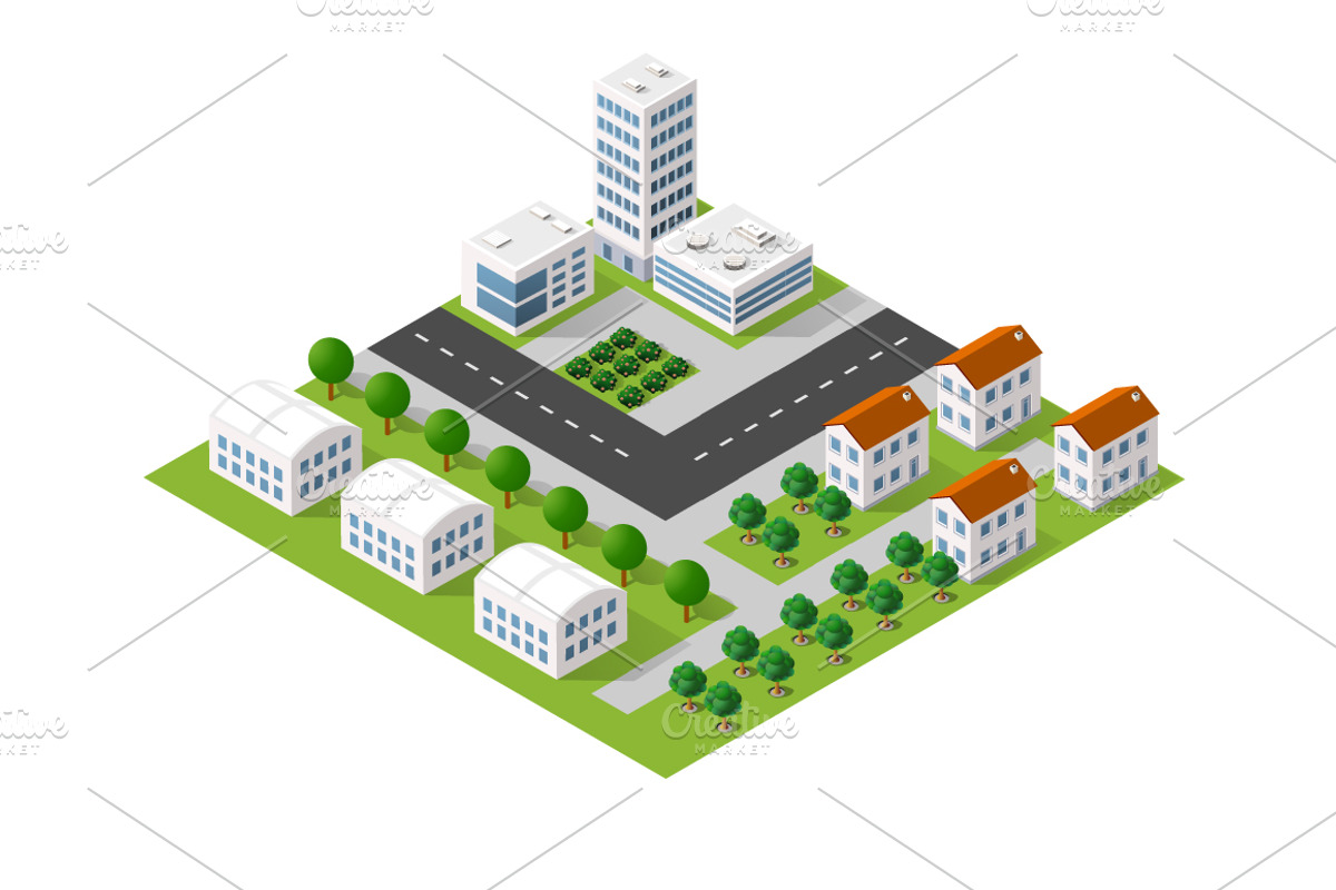 City module creator isometric concept
