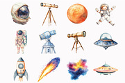 Watercolor Astronaut Clipart Set, an Illustration by Design Market (Thumbnail 5 of 5)