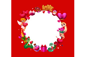 Happy valentine day frame with playf, an Illustration by Buch&Bee