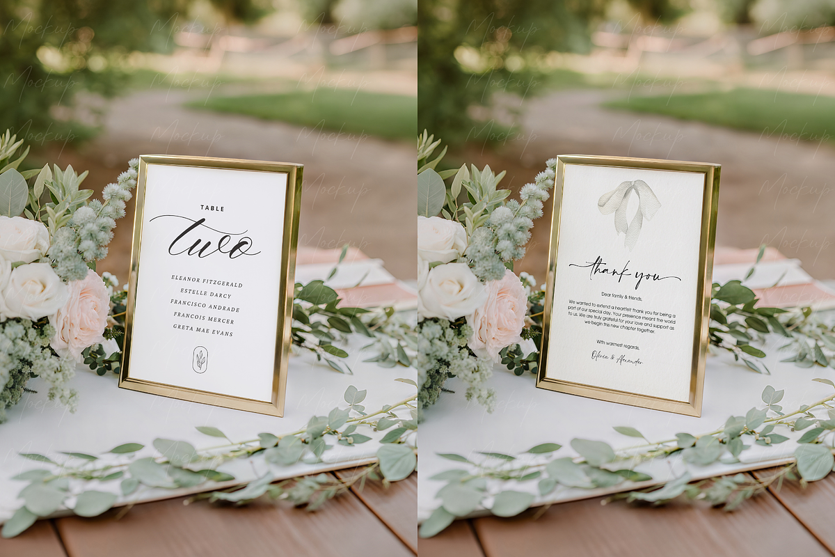 Gold Frame Table Sign Mockup, a Product Mockup by TatiMockup (Photo 3 of 3)