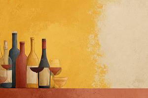 Bottles and glasses on a table, a Photo by Beautiful things