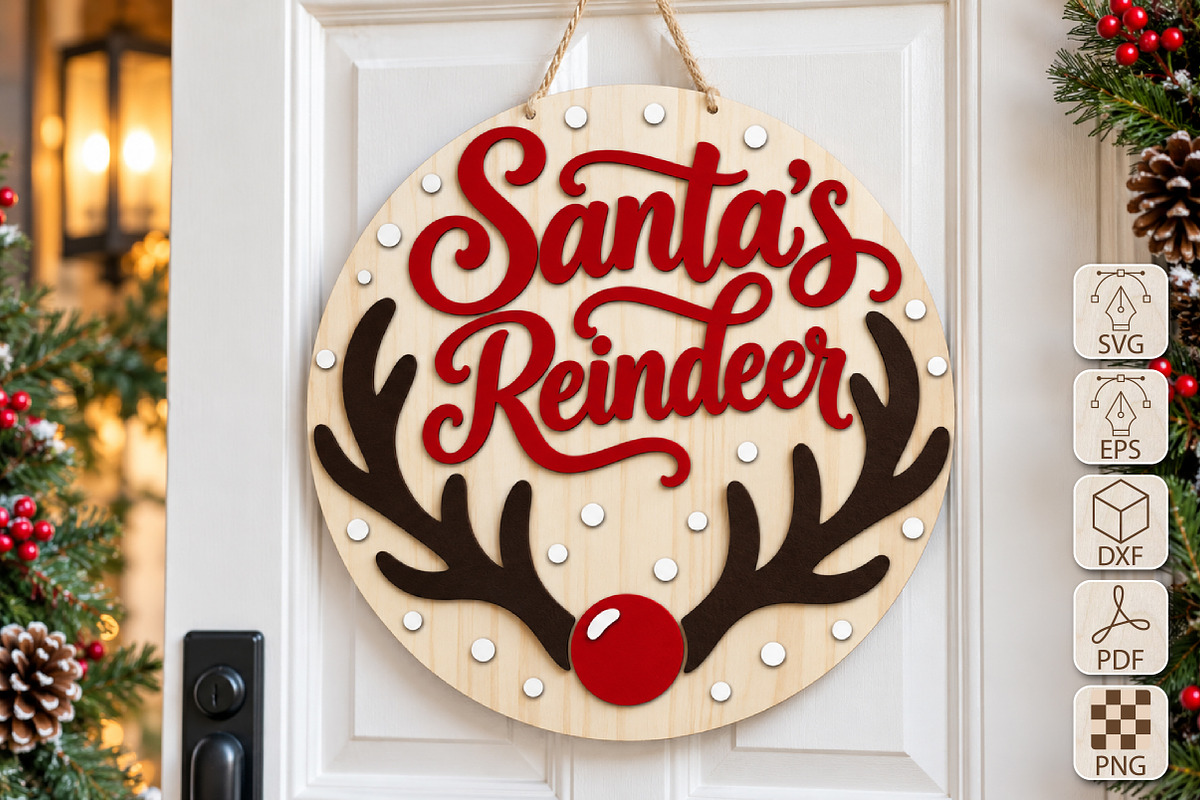 Christmas Santa’s Reindeer Laser Cut, a Seasonal Illustration by Canvas Craft (Photo 1 of 4)