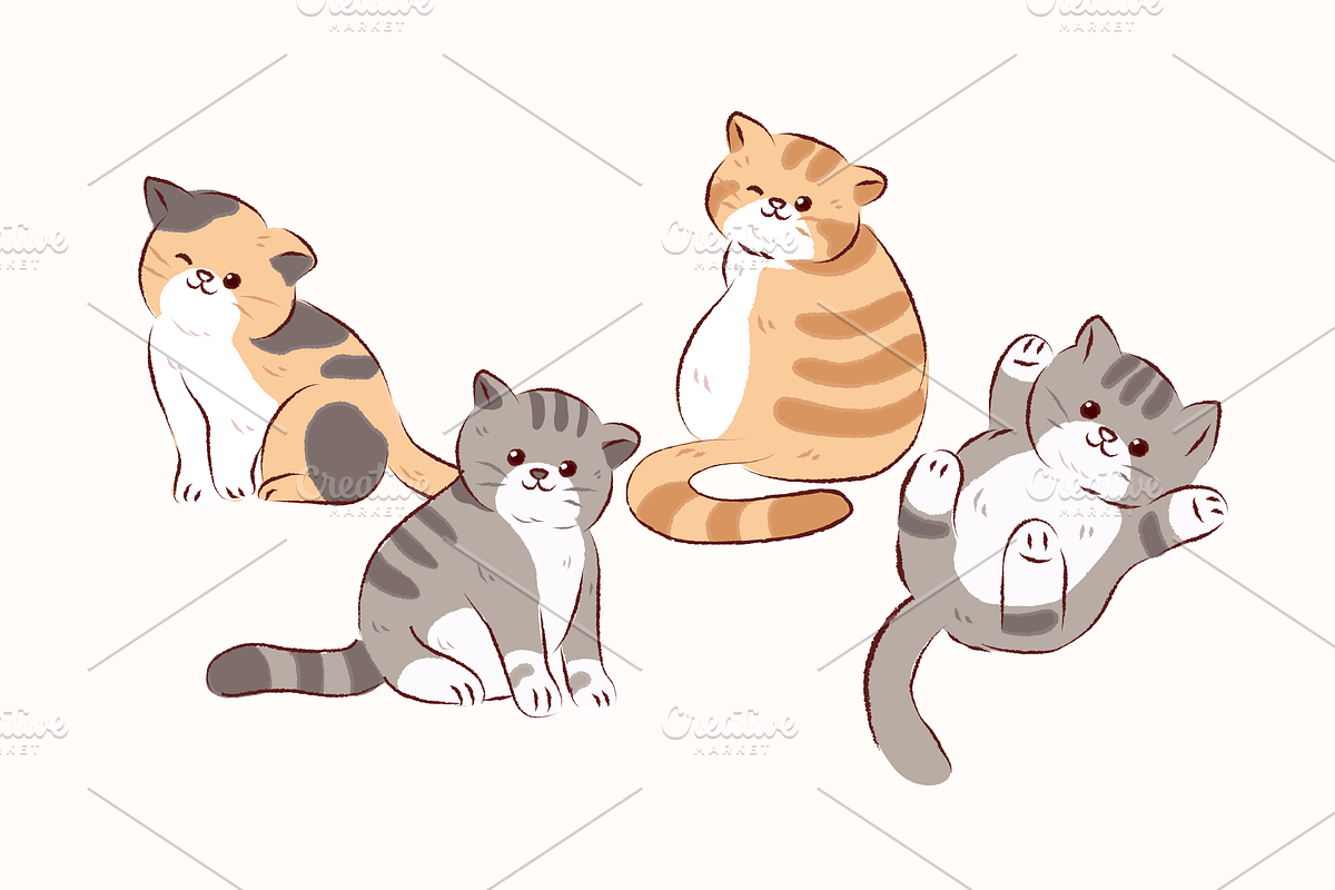 Cute Cat Illustration Pack, an Object Graphic by Sinando Studio (Photo 3 of 4)