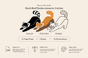 Red Panda Yoga Illustration Set, an Animal Illustration by dosome.my (Thumbnail 2 of 10)