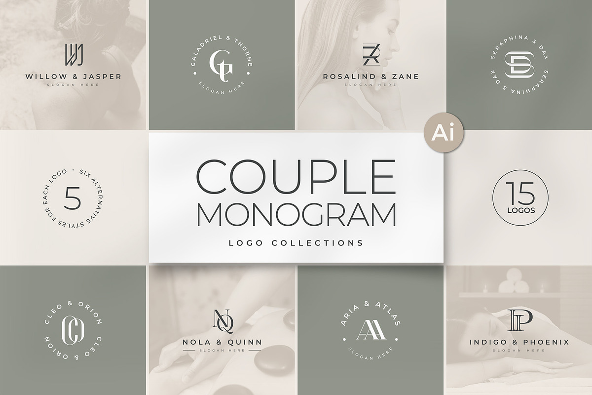 Elegant Couple Letter Logo, a Branding & Logo Template by Rukuru Studio (Photo 1 of 6)