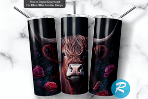 Highland Cow Rose Tumbler