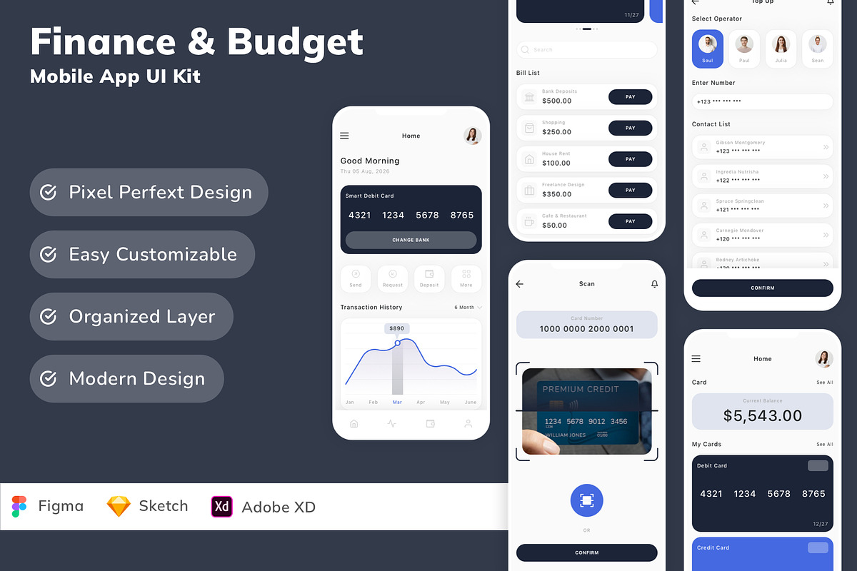 Finance & Budget Mobile App UI Kit, an UI Kit Template by Betush (Photo 2 of 3)