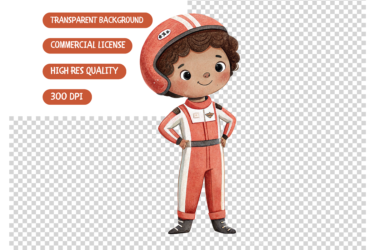 Watercolor Little Racer Clipart, an Illustration by TatiMockup (Photo 4 of 4)