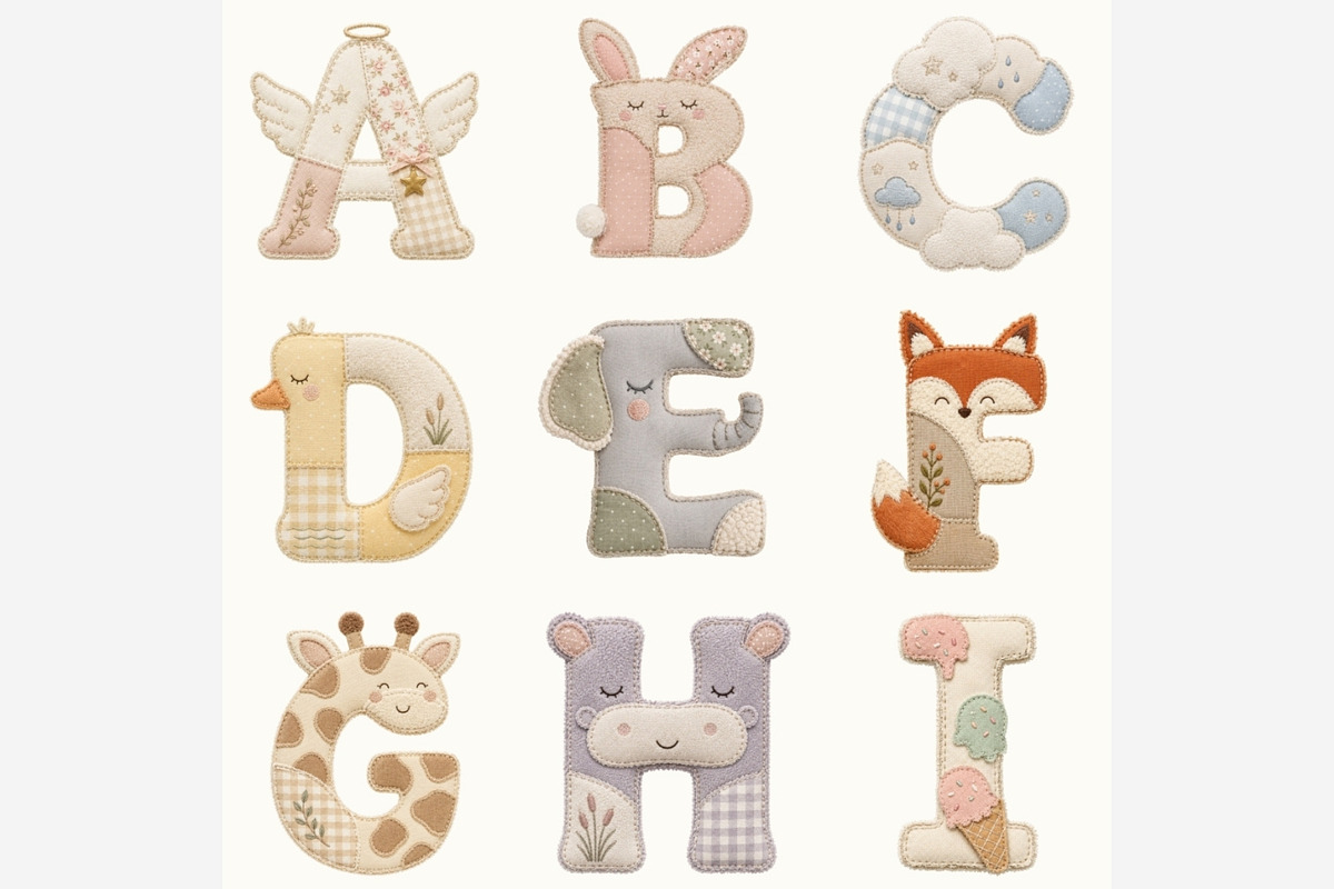 Soft Patchwork Baby Alphabet PNG, a Seasonal Illustration by Tanya Kart (Photo 5 of 6)