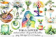 Watercolor Yoga Lover Clipart, an Illustration by Designking (Thumbnail 1 of 5)