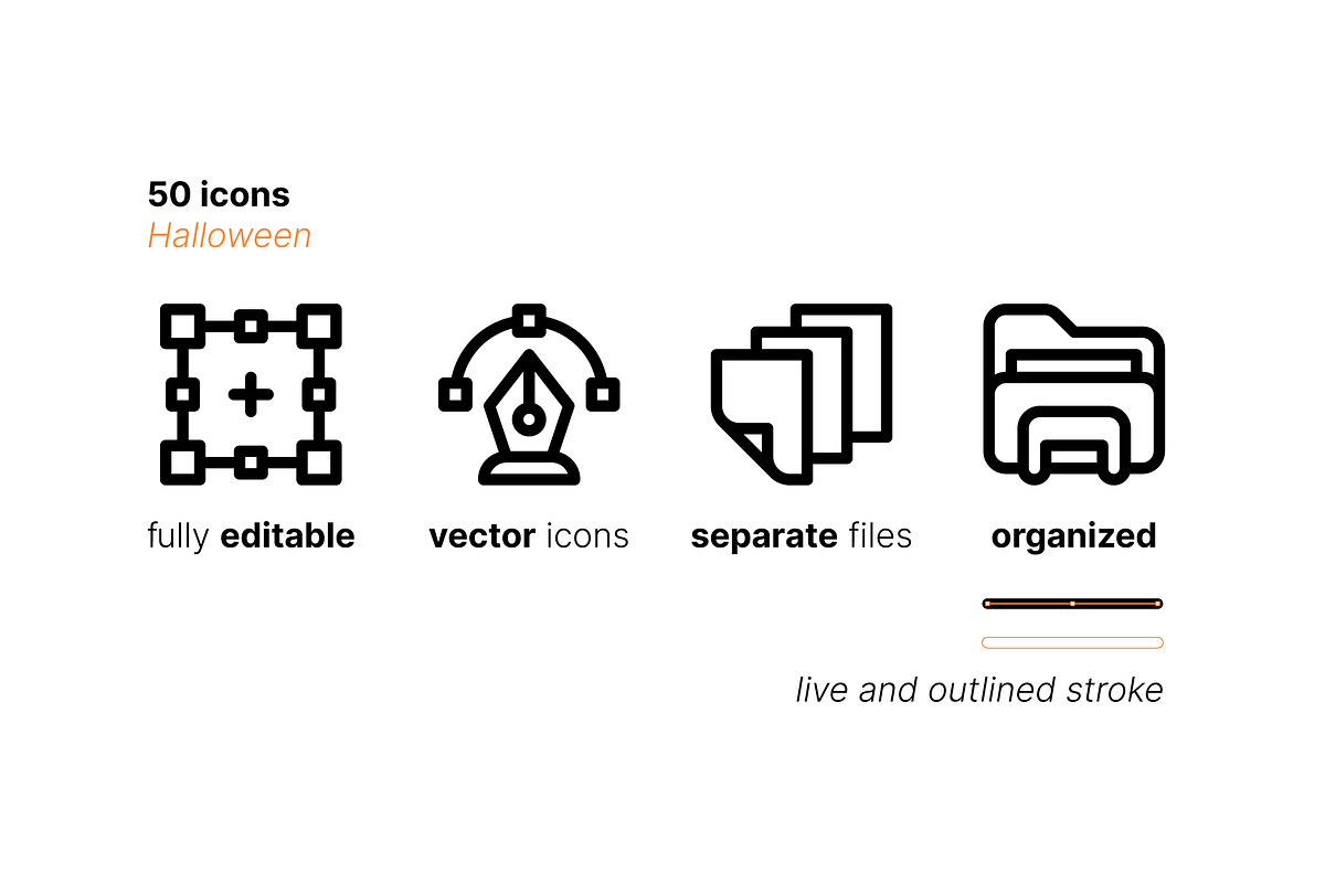 30 Halloween Icons, an Outline Icon by Side Project (Photo 4 of 8)