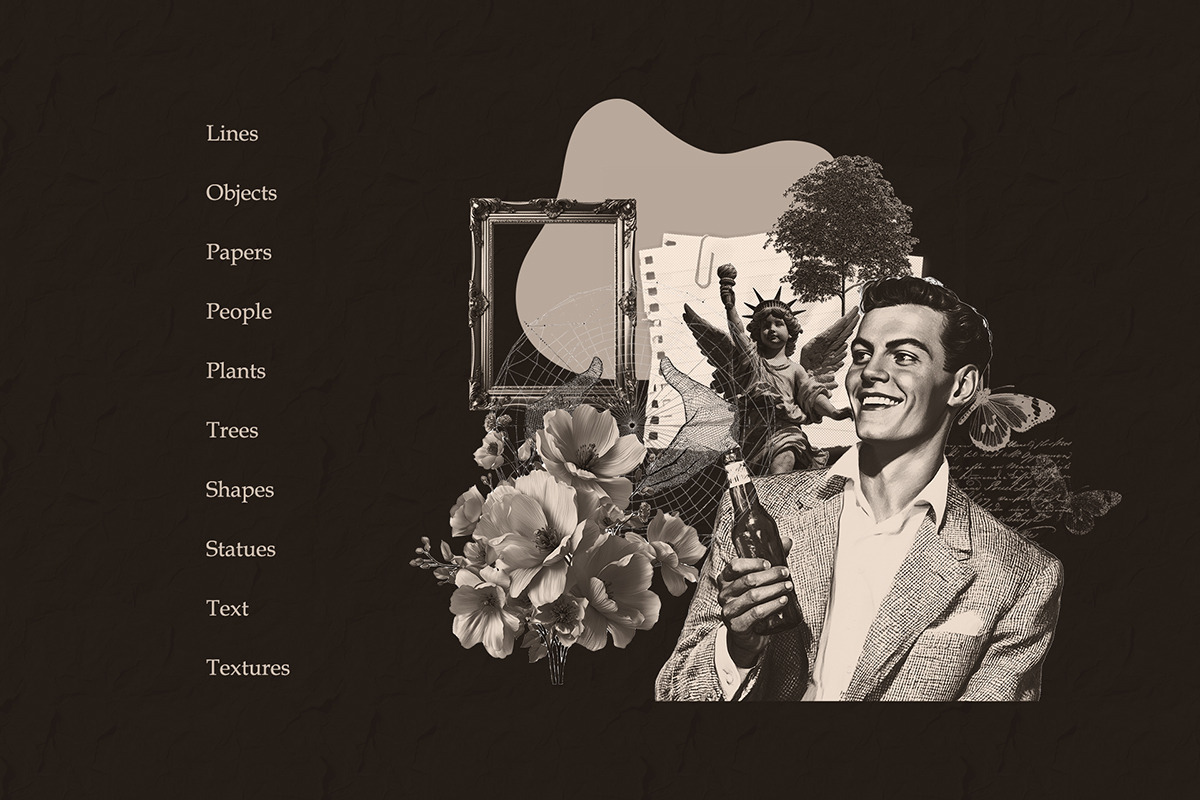 Vintage Collage Creator Kit 750+ PNG, an Object Graphic by iHemalaya (Photo 8 of 10)