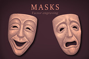 Theater Masks. Vector engraving, an Object Illustration by Vector Engraving (Thumbnail 1 of 2)