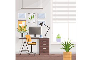 Workspace. Online or home job, an Object Illustration by robuart