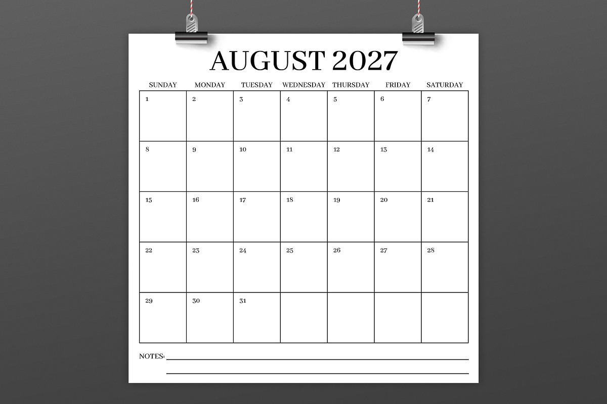 2027 Square Serif 12x12 Calendar, a Stationery Template by Running With Foxes (Photo 5 of 5)