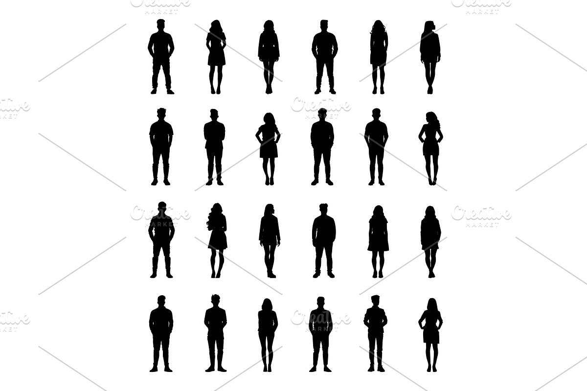 Black Silhouettes Of Men And Women, a Person Illustration by LadadikArt