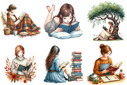 Watercolor Woman Reading Clipart, an Illustration by Daily.Designs (Thumbnail 4 of 5)