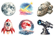 Space watercolor clipart, an Illustration by CreationArt (Thumbnail 3 of 5)