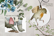 Vintage Watercolor Gardening Clipart, an Animal Illustration by JSolomatina (Thumbnail 7 of 13)