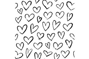 Sketch Hearts Pattern. Hand Drawn