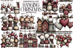 Hanging Christmas Decoration Bundle, an Illustration by Daily.Designs