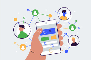Social network illustration. Phone