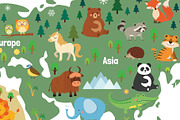 Cute Animals World Map, an Animal Illustration by GennyOnThePaper (Thumbnail 4 of 4)