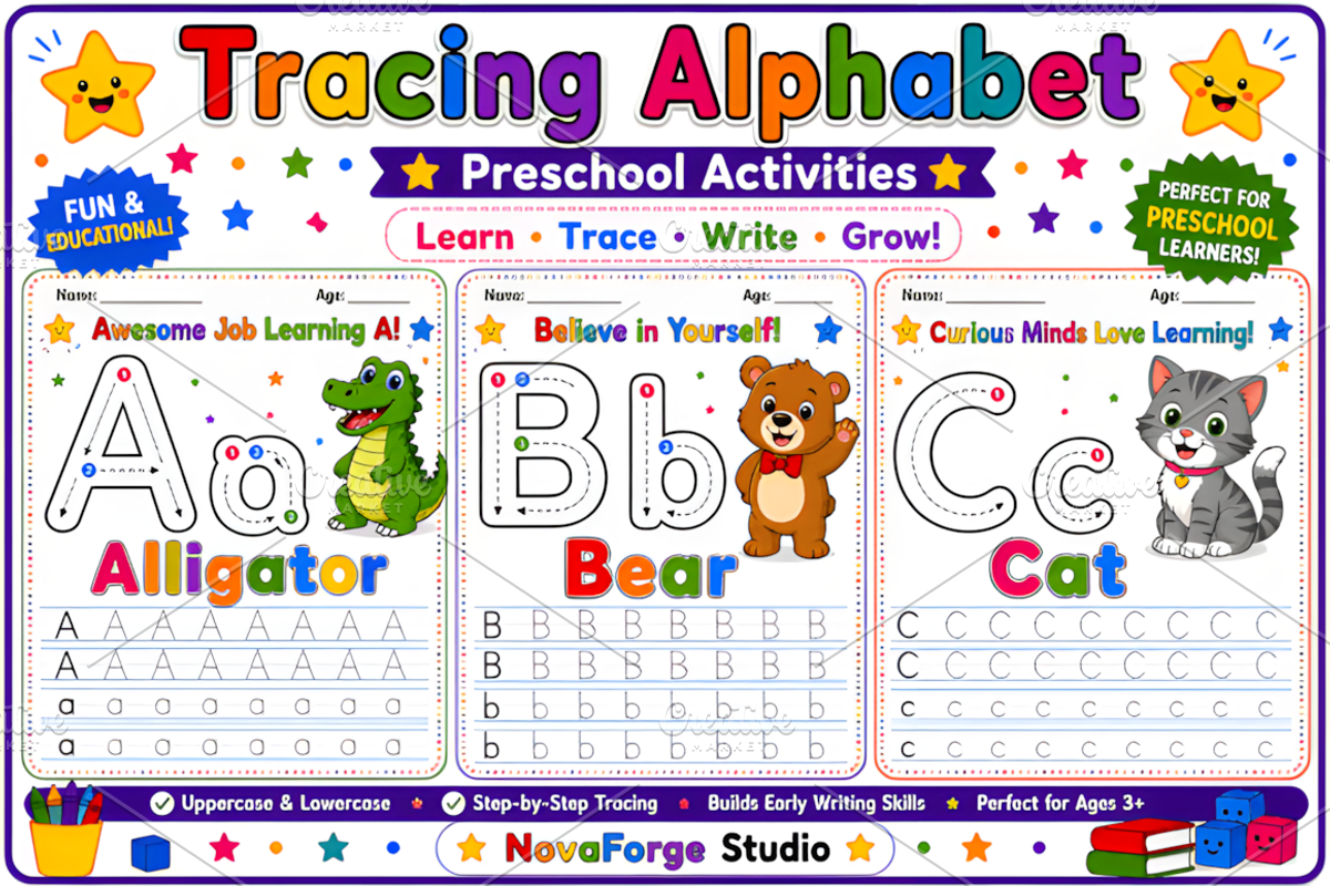 Preschool Alphabet a-B-C Worksheets, a Marketing Template by Ink Gallery (Photo 2 of 2)