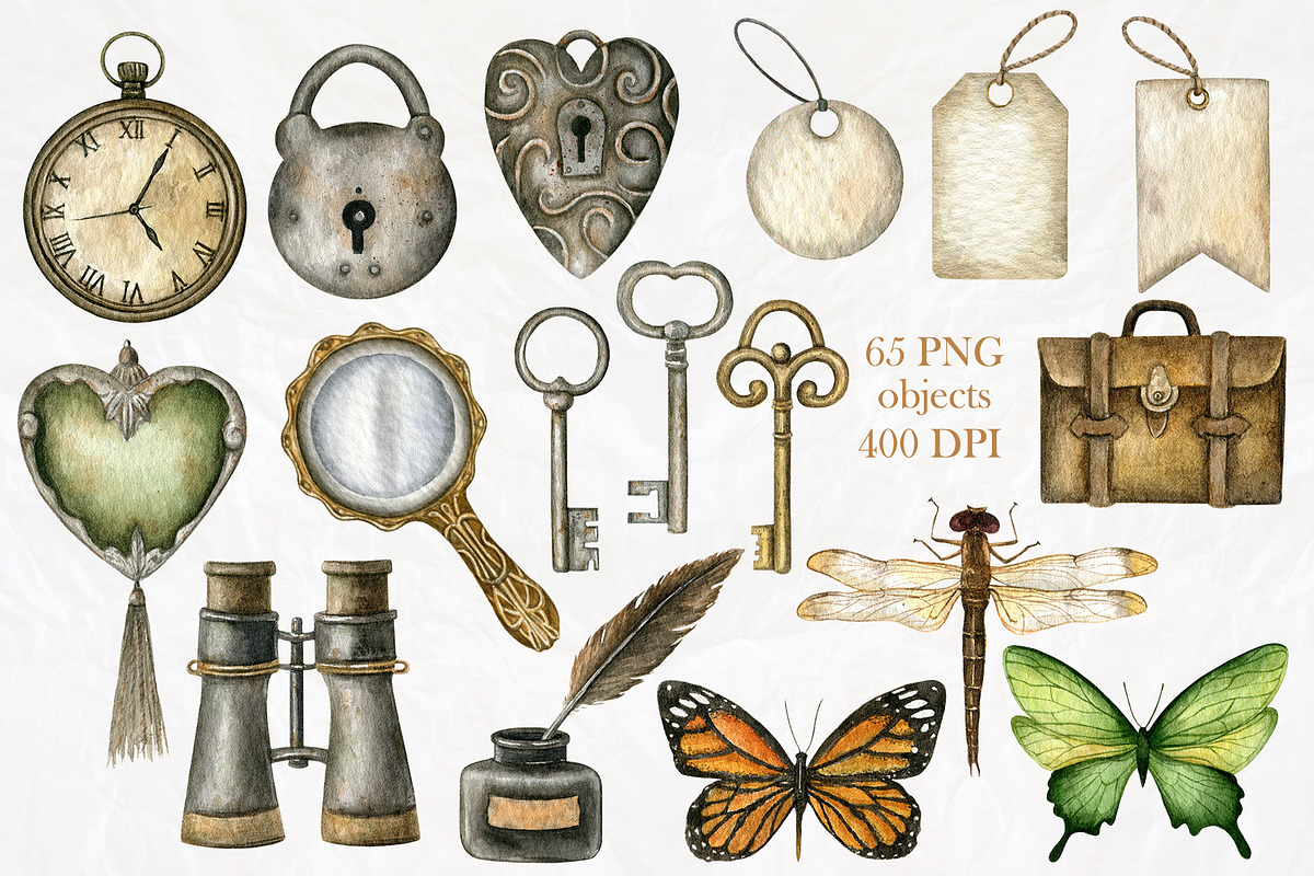 Vintage watercolor set, a Decorative Illustration by Nastilustra (Photo 5 of 10)