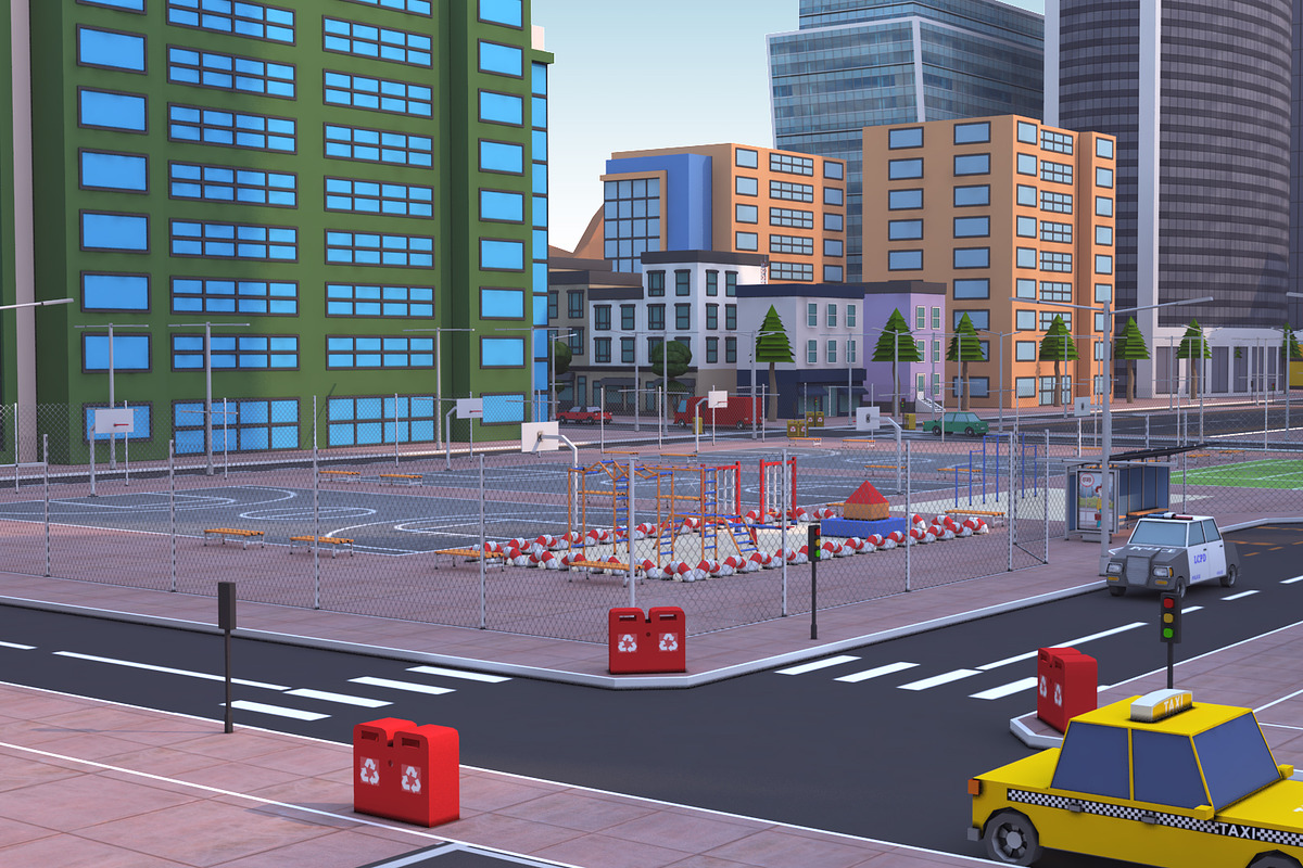 Metropolis City low poly Scene, an Architecture 3D Model by NOMODOL (Photo 6 of 39)