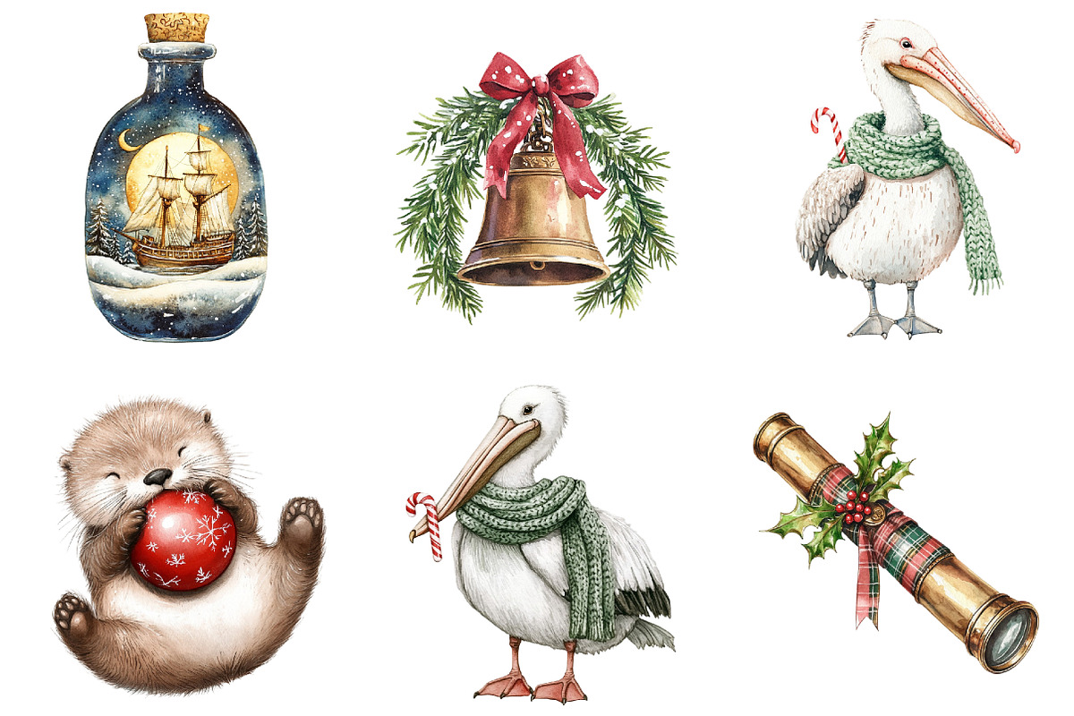 Merry Maritime Christmas Clipart, a Seasonal Illustration by CitraGraphics (Photo 6 of 9)