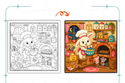 Whimsical Cozy Worlds Coloring Pages, a Decorative Illustration by Ink Gallery (Thumbnail 4 of 8)