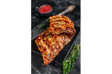 Barbecue pork rack spare ribs on a