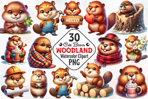 Cute Beaver Clip Art, Woodland Anima, an Animal Illustration by RobertsArt