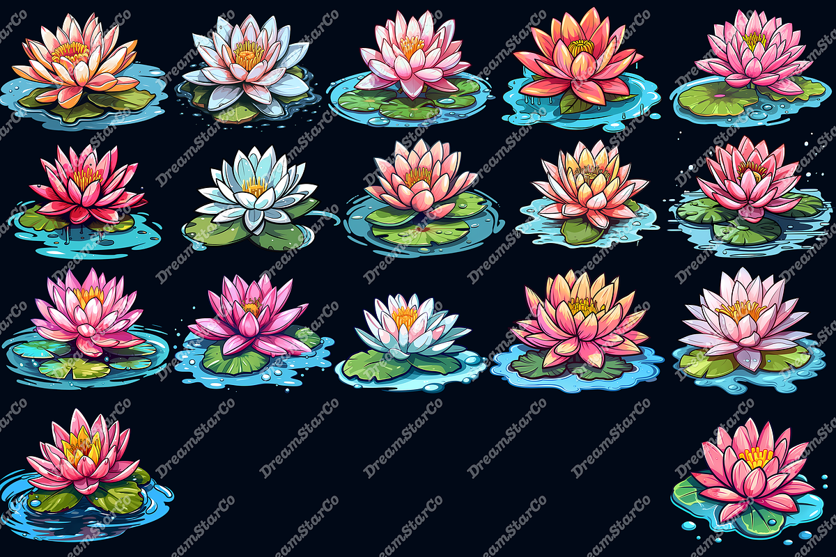 Water Lily Clipart, an Object Graphic by DreamerStarCo (Photo 3 of 6)
