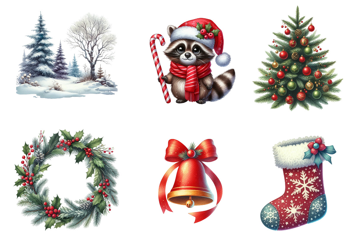 Woodland Christmas Clipart, an Illustration by CreationArt (Photo 4 of 7)