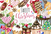 Watercolor Christmas Sweets Clipart, an Illustration by SimpleWishesArt (Thumbnail 1 of 7)