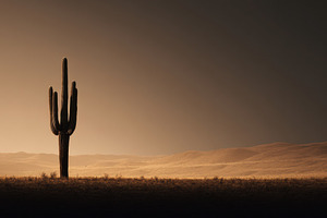 Desert landscape with cactus, a Nature Photo by Virgo Studio