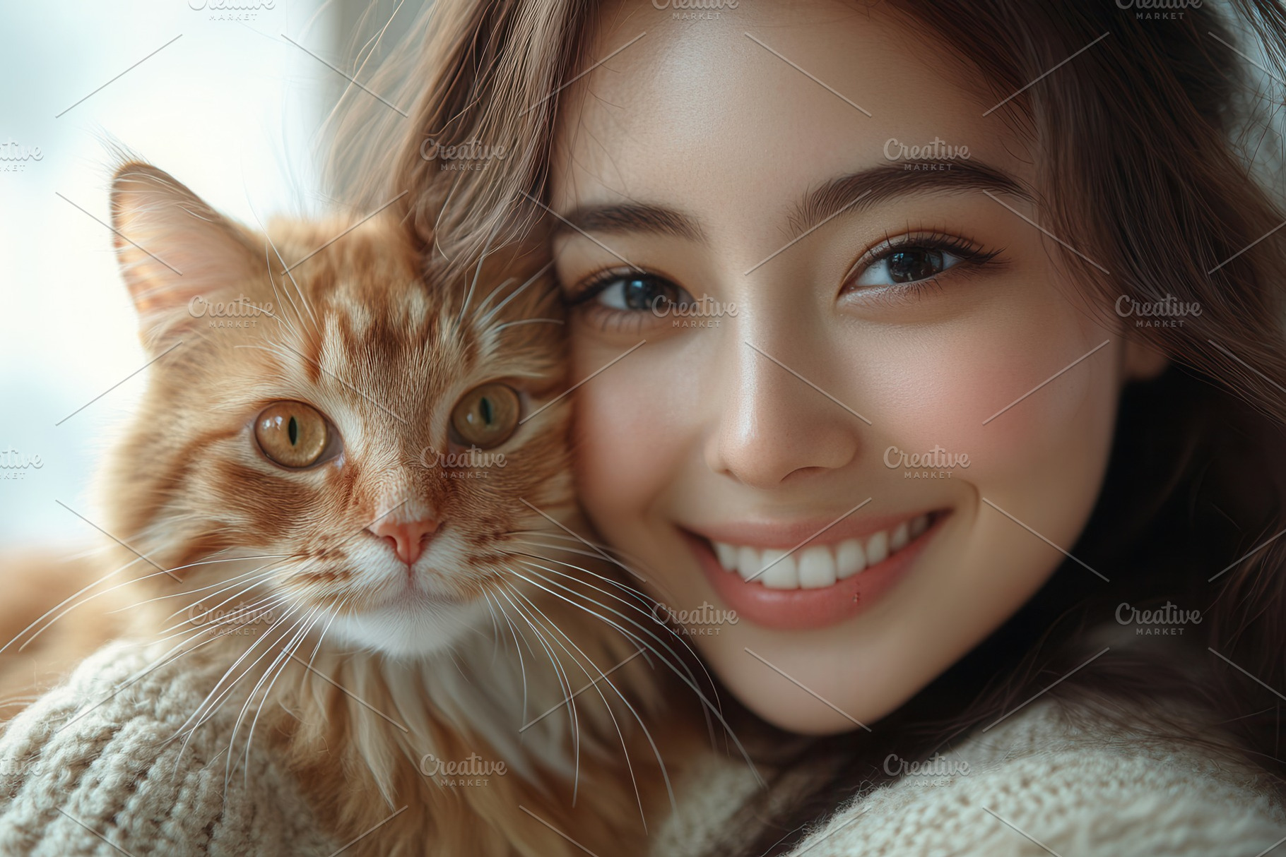 Smiling young woman posing with her, a Photo by Tanuart
