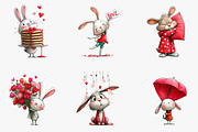 Whimsical Valentine Bunny Clipart, an Illustration by CreationArt (Thumbnail 2 of 5)