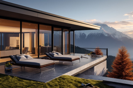 Luxurious villa in the mountains with panoramic views, an Abstract Photo by Natalia Klenova's Shop