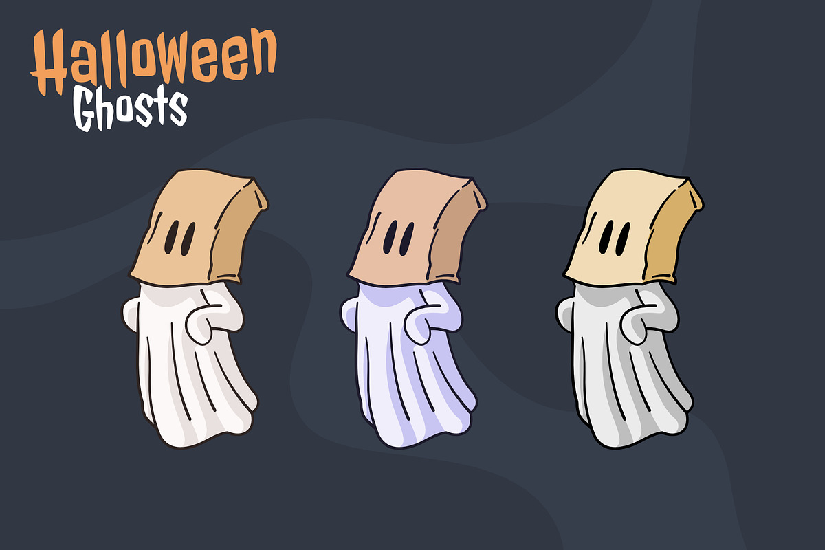 Halloween Ghost Collection, a Seasonal Illustration by moja doodle (Photo 3 of 5)
